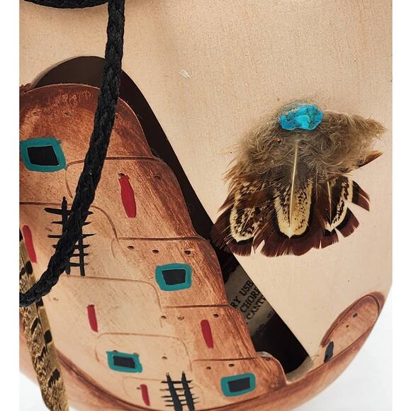 Pueblo Legend Canteen Southern Style Pottery Water Jug Handpaint Pueblo Indians - Picture 3 of 12